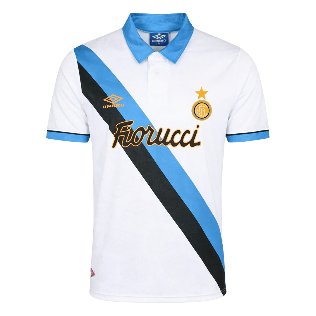 Men Retro Fan Version 94/95 Inter Milan Away Soccer Jersey Short Sleeve White