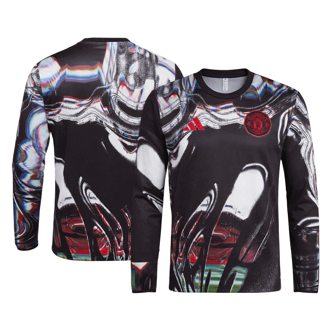 Manchester United Pre-Match Long Sleeve Soccer Jersey 25/26 Black