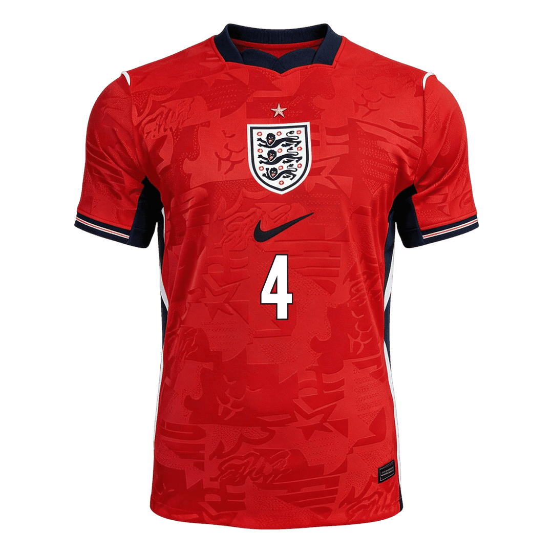 RICE #4 Player Version England Away Soccer Jersey World Cup 2026 Red