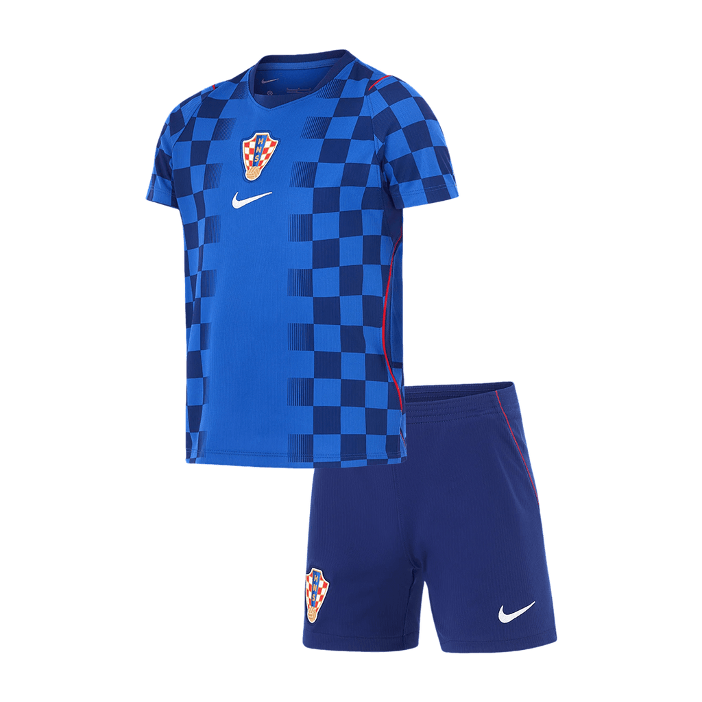 Kids Fan Croatia Away Soccer Jersey Kit (Jersey+Shorts) World Cup 2026 Blue