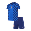 Kids Fan Croatia Away Soccer Jersey Kit (Jersey+Shorts) World Cup 2026 Blue