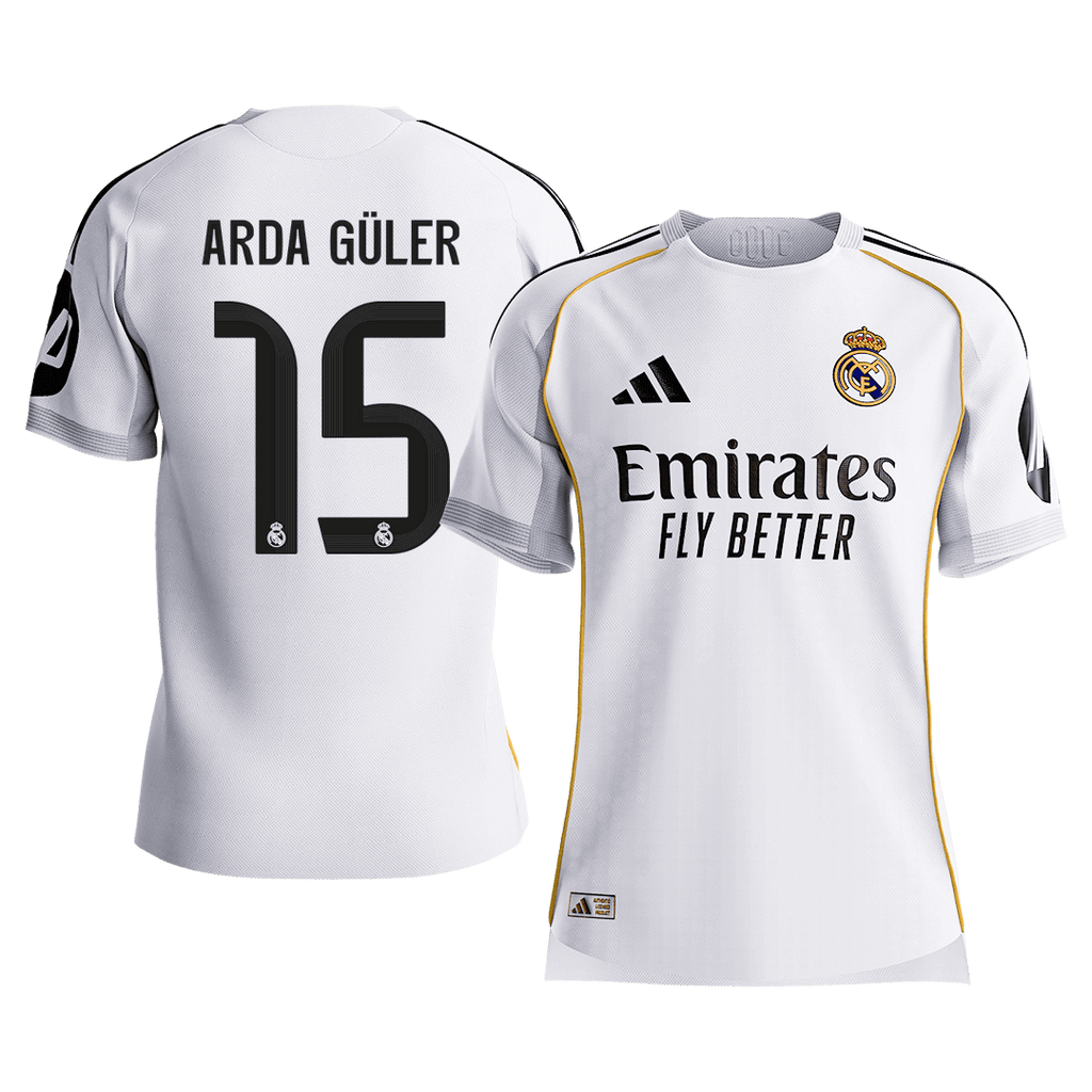 ARDA GÜLER #15 Authentic Real Madrid Home Soccer Jersey 2025/26 White