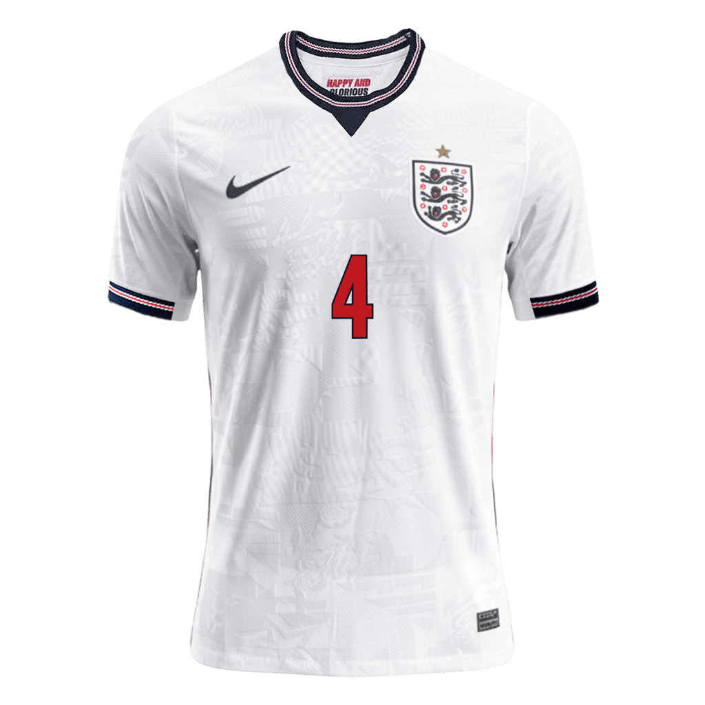 RICE #4 Player Version England Home Soccer Jersey World Cup 2026 White