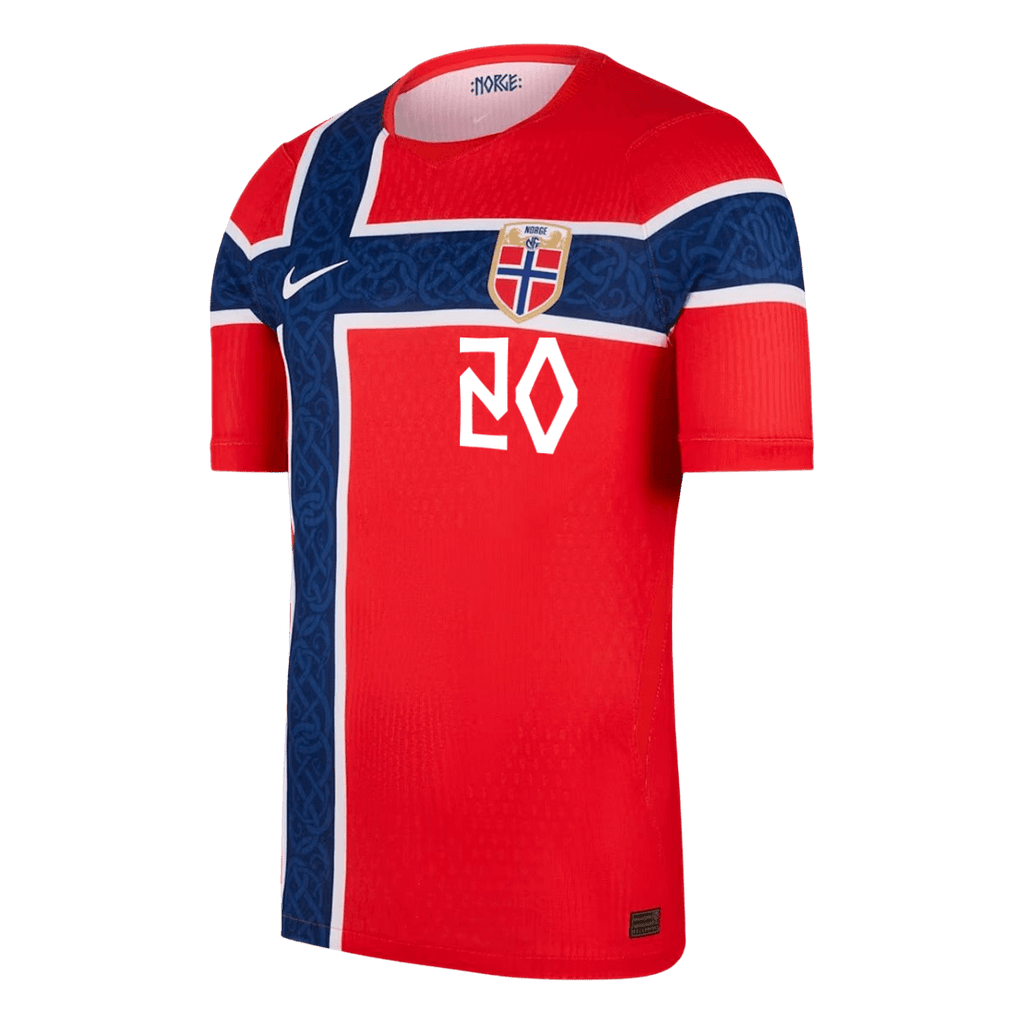 NUSA #20 Player Version Norway Home Soccer Jersey World Cup 2026 Red
