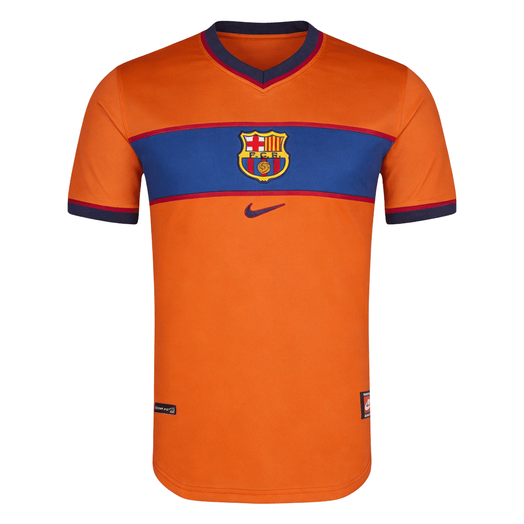 Men Retro Fan Version 98/99 Barcelona Third Soccer Jersey Short Sleeve Orange
