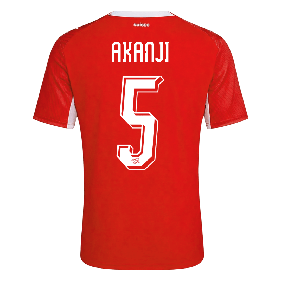 AKANJI #5 Switzerland Home Soccer Jersey World Cup 2026 Red