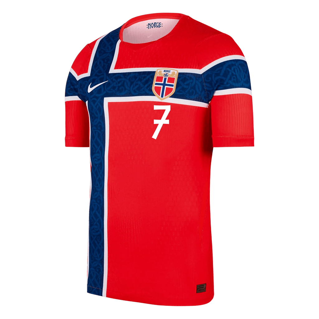 SØRLOTH #7 Player Version Norway Home Soccer Jersey World Cup 2026 Red
