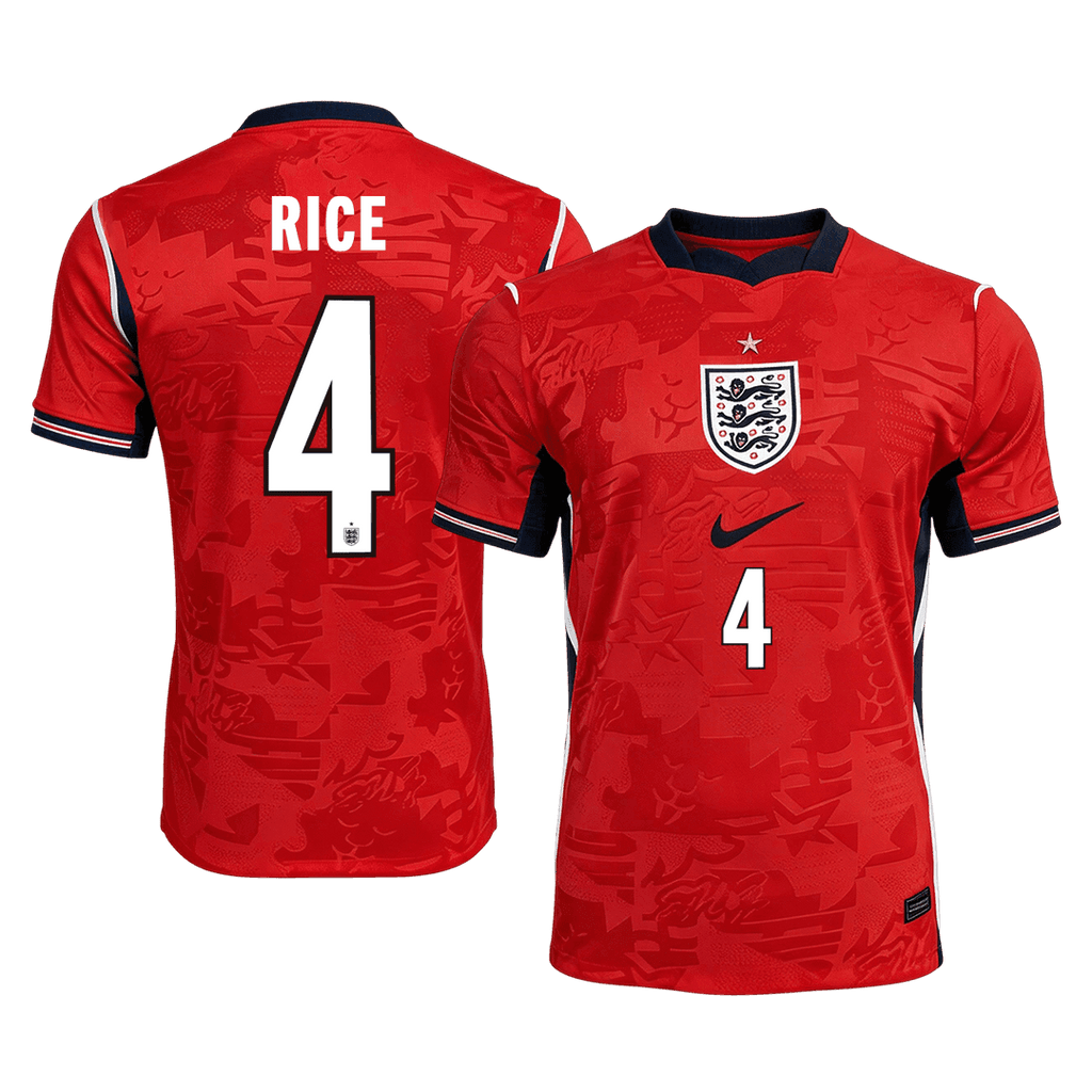 RICE #4 Player Version England Away Soccer Jersey World Cup 2026 Red