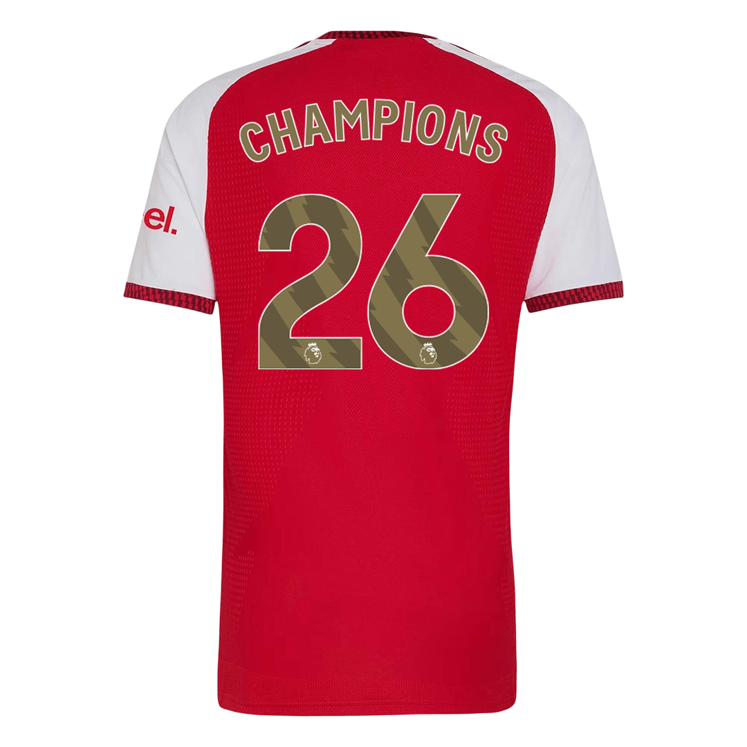 CHAMPIONS #26 Player Version Arsenal Premier League Champions Home Soccer Jersey 2026/27 Red