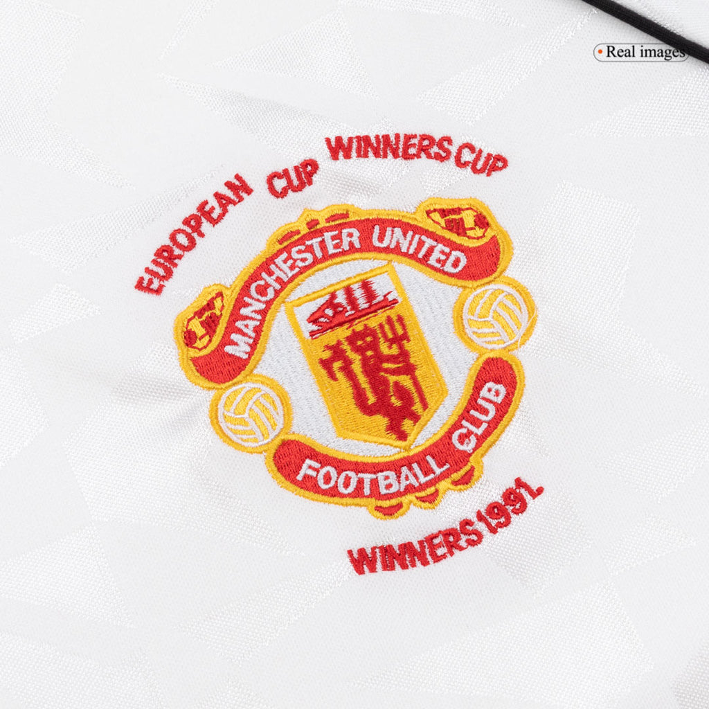 Retro 1991 Manchester United Away Soccer Jersey White