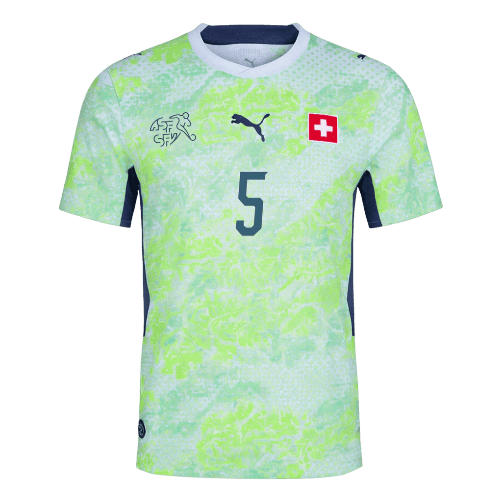AKANJI #5 Player Version Switzerland Away Soccer Jersey World Cup 2026 Green