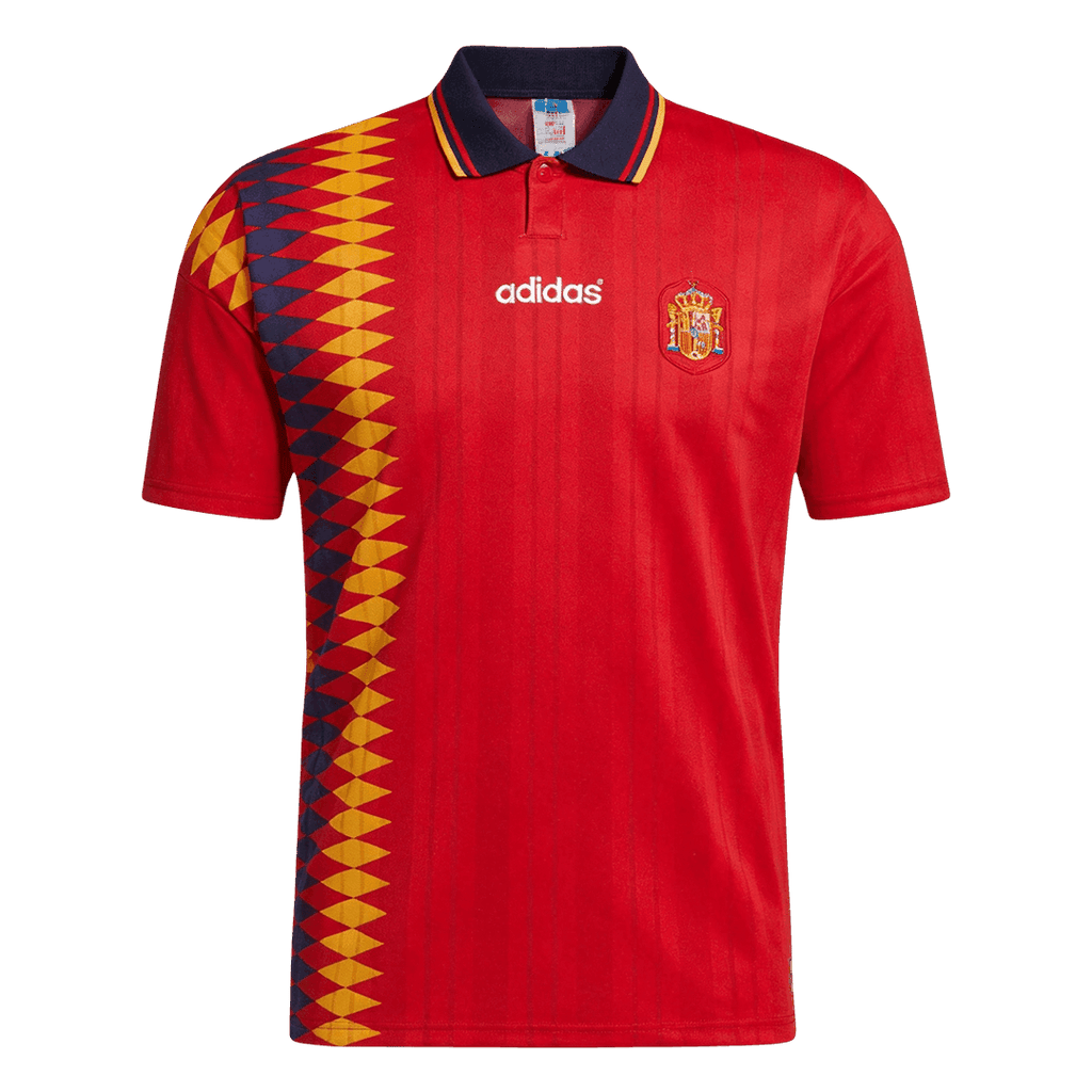Men Retro Fan Version 1994 Spain Home Soccer Jersey Red