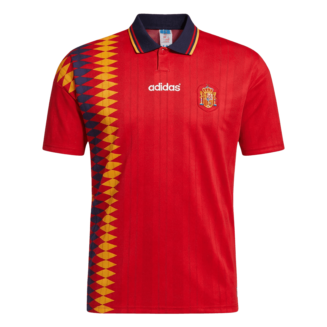 Men Retro Fan Version 1994 Spain Home Soccer Jersey Red