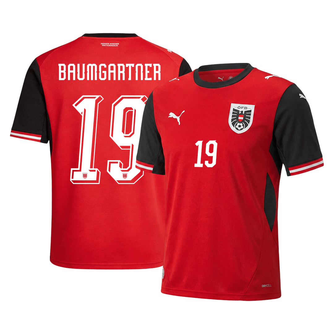 BAUMGARTNER#19 Austria Home Soccer Jersey World Cup 2026 Red