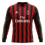 Retro 13/14 AC Milan Home Long Sleeve Jersey Red&Black