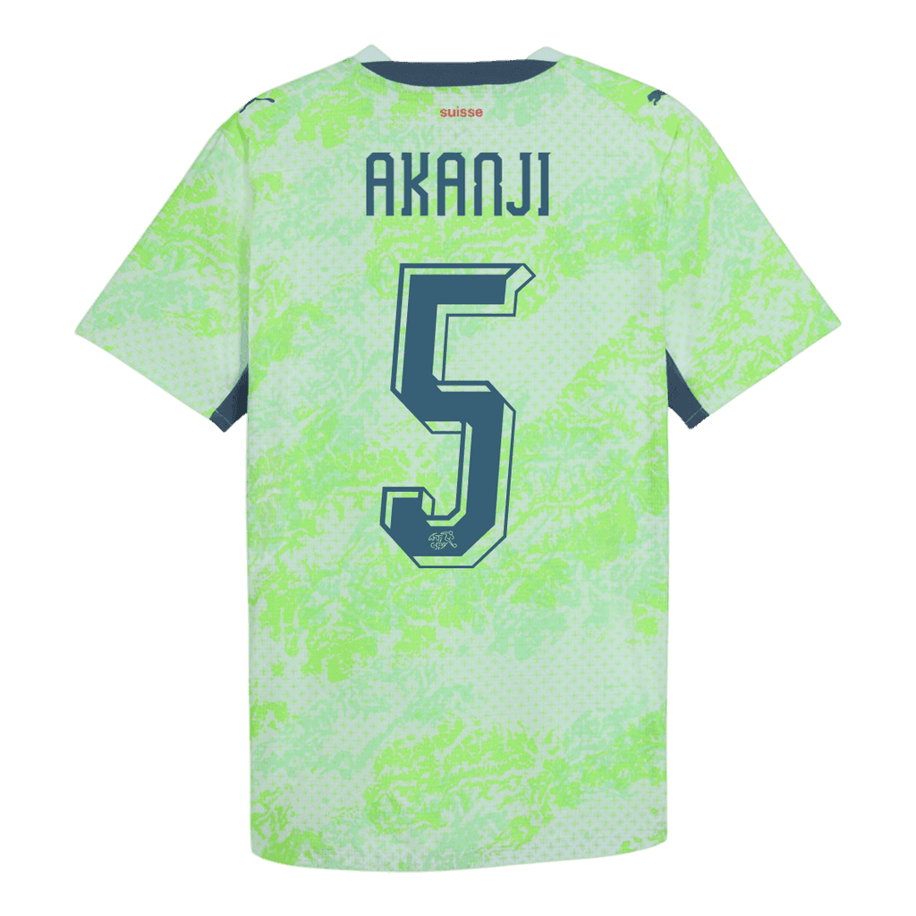 AKANJI #5 Switzerland Away Soccer Jersey World Cup 2026 Green