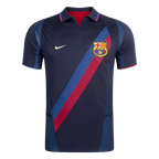 Men Retro Fan Version 02/03 Barcelona Third Soccer Jersey Short Sleeve Navy