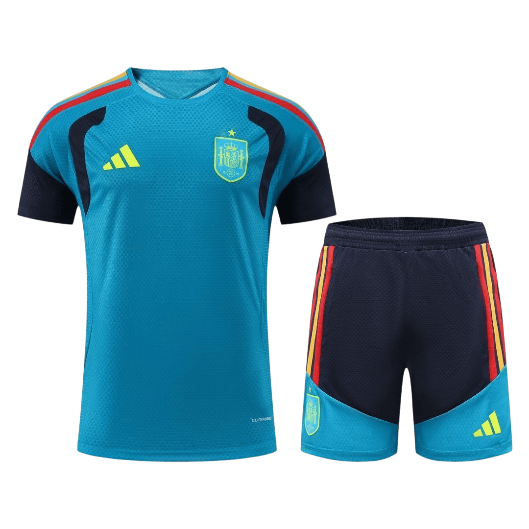 Player Version Spain Pre-match Soccer Jersey Kit(Jersey+Shorts) World Cup 2026 Blue