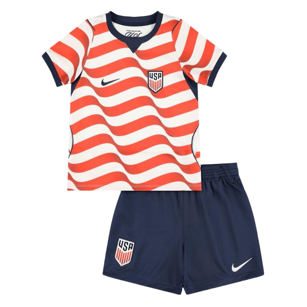 Kids USMNT Home Soccer Jersey Kit(Jersey+Shorts) World Cup 2026 Red&White