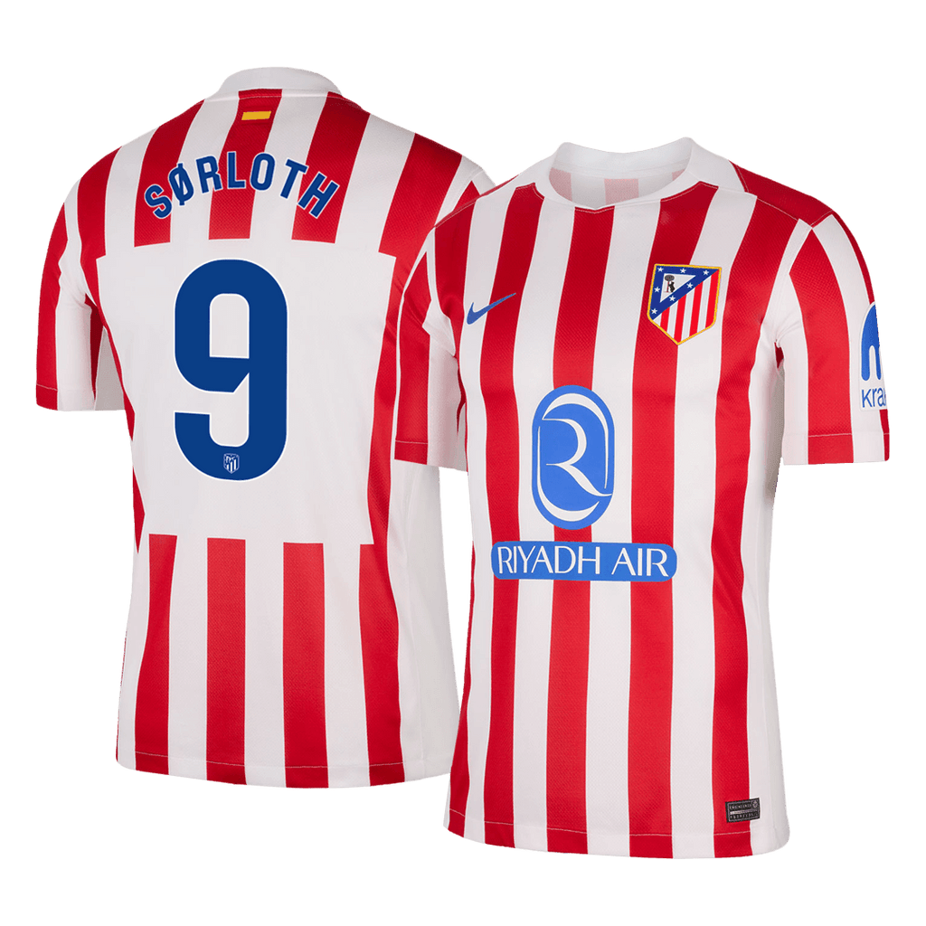 SØRLOTH #9 Atletico Madrid Home Soccer Jersey 2025/26 Red&White