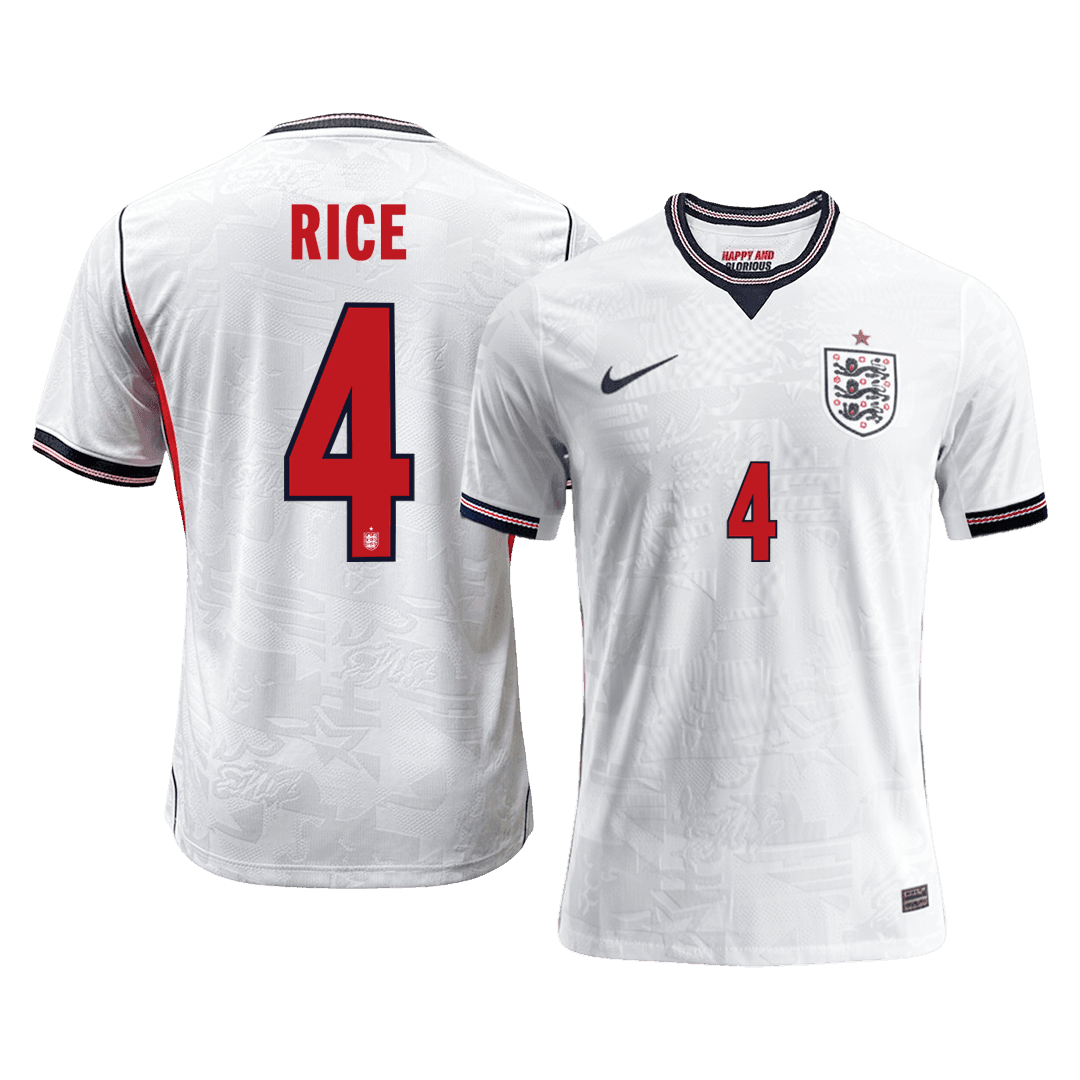 RICE #4 Player Version England Home Soccer Jersey World Cup 2026 White
