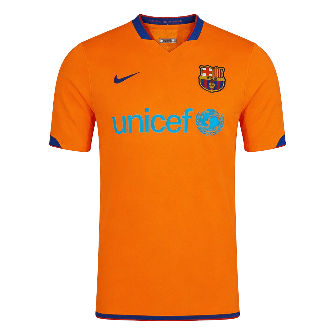Men Retro Fan Version 06/07 Barcelona Away Soccer Jersey Short Sleeve Orange
