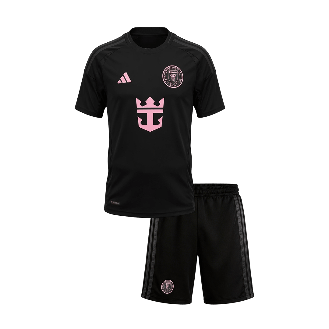 Kid's Inter Miami Away Soccer Jersey Kit(Jersey+Shorts) 2026 Black