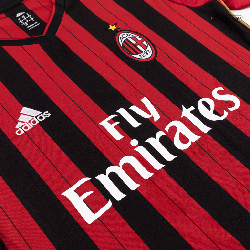 Retro 13/14 AC Milan Home Long Sleeve Jersey Red&Black