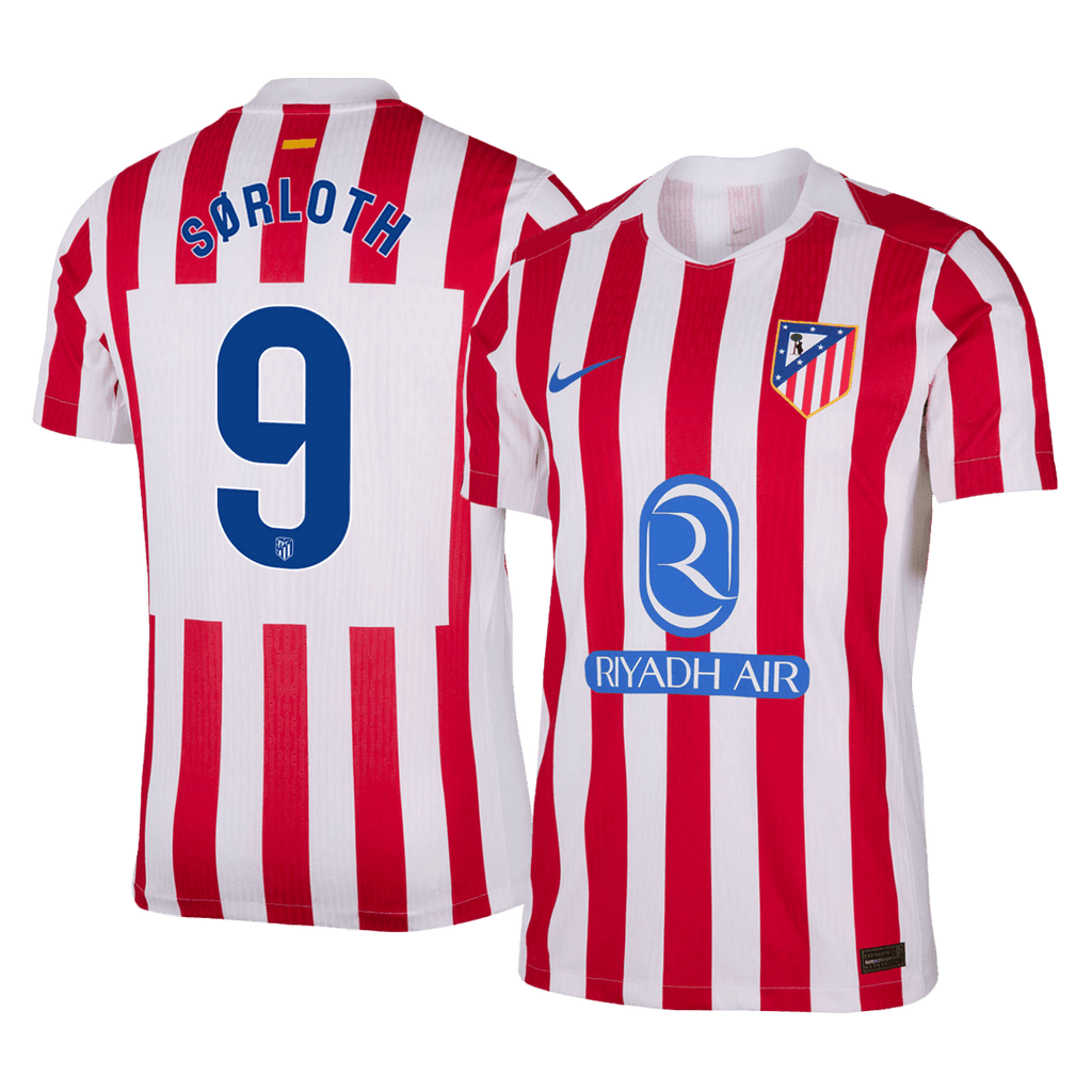 SØRLOTH #9 Player Version  Atletico Madridl Home Soccer Jersey 25/26 Red&White