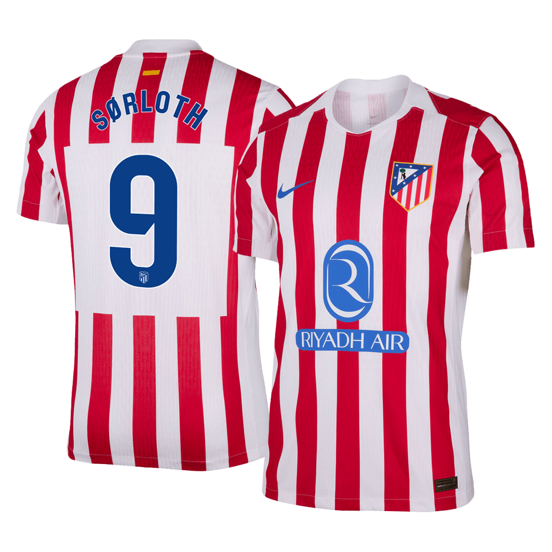 SØRLOTH #9 Player Version  Atletico Madridl Home Soccer Jersey 25/26 Red&White