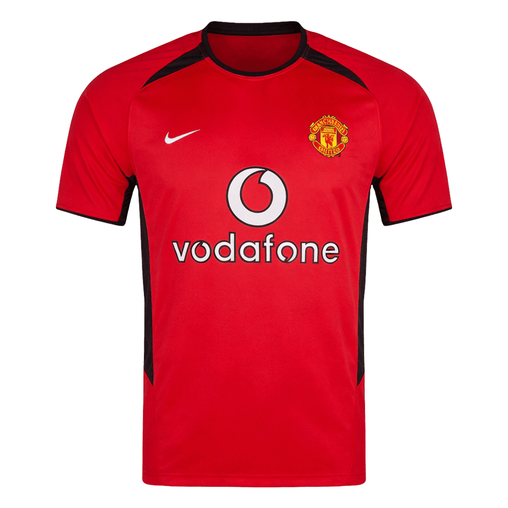 Men Retro Fan Version 02/04 Manchester United Home Soccer Jersey Short Sleeve Red