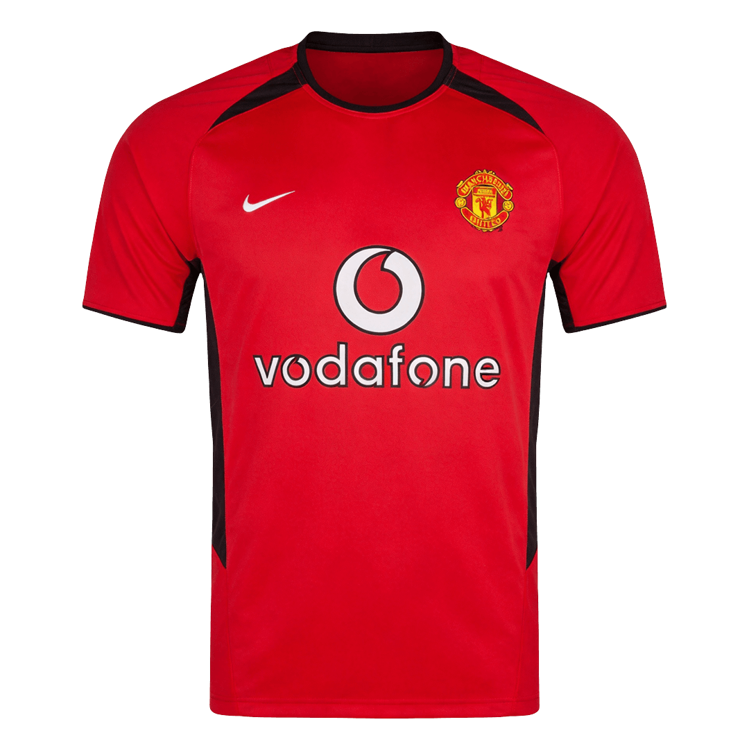 Men Retro Fan Version 02/04 Manchester United Home Soccer Jersey Short Sleeve Red