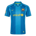 Men Retro Fan Version 07/08 Barcelona Away Soccer Jersey Short Sleeve Blue