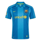 Men Retro Fan Version 07/08 Barcelona Away Soccer Jersey Short Sleeve Blue