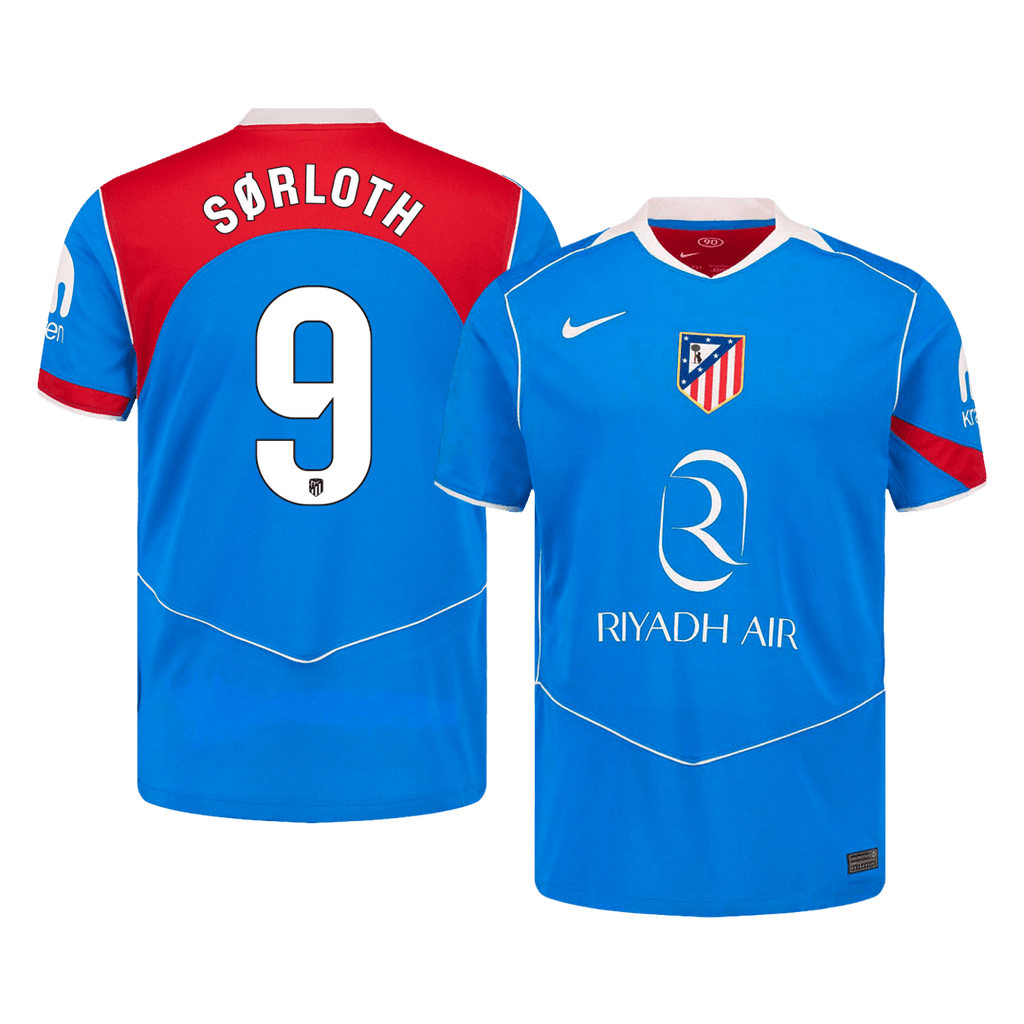 SØRLOTH #9 Atletico Madridl Third Soccer Jersey 25/26 Blue