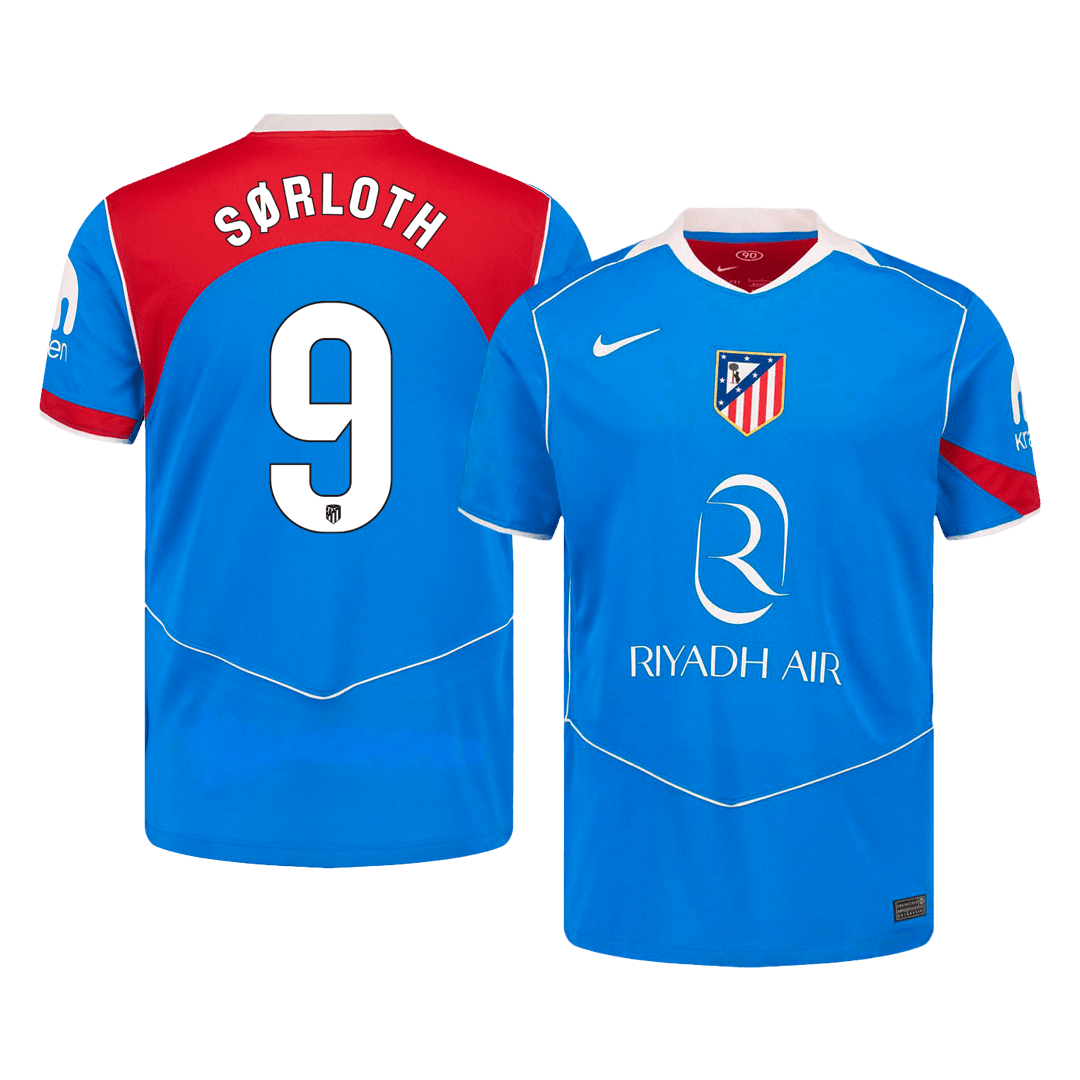 SØRLOTH #9 Atletico Madridl Third Soccer Jersey 25/26 Blue