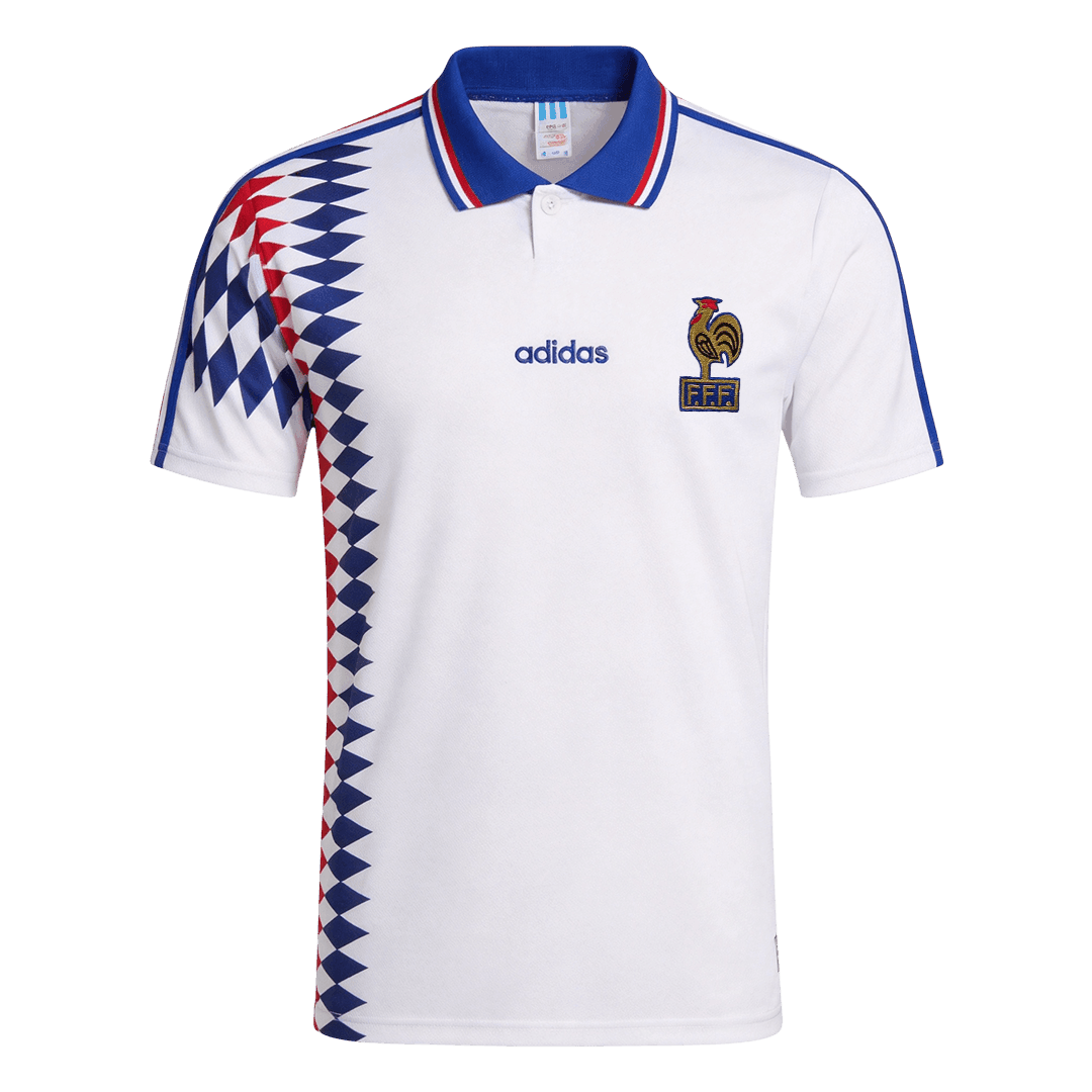 Men Retro Fan Version 1994 France Away Soccer Jersey White