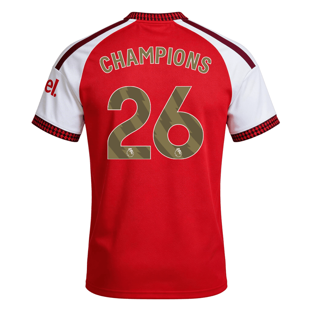 CHAMPIONS #26 Arsenal Premier League Champions Home Soccer Jersey 2026/27 Red