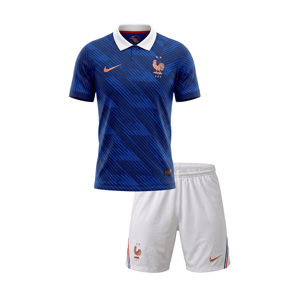Kids France Home Soccer Jersey Kit(Jersey+Shorts) World Cup 2026 Blue&White