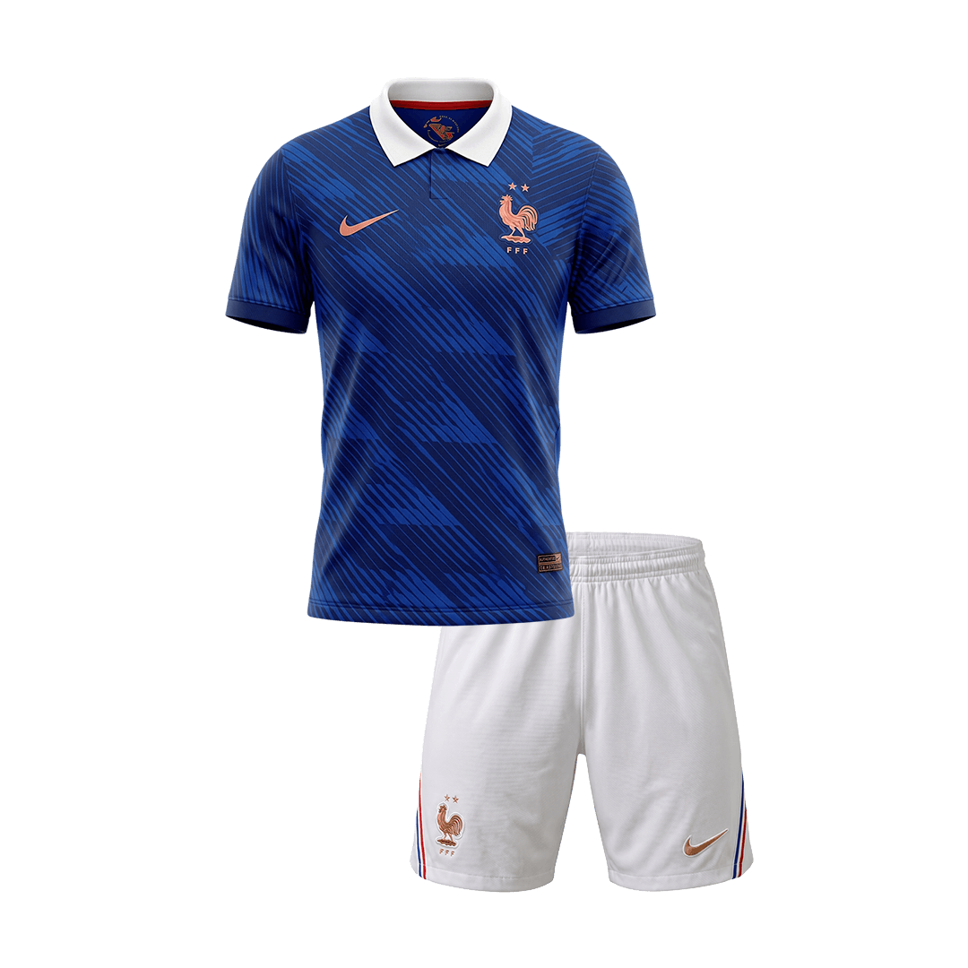 Kids France Home Soccer Jersey Kit(Jersey+Shorts) World Cup 2026 Blue&White