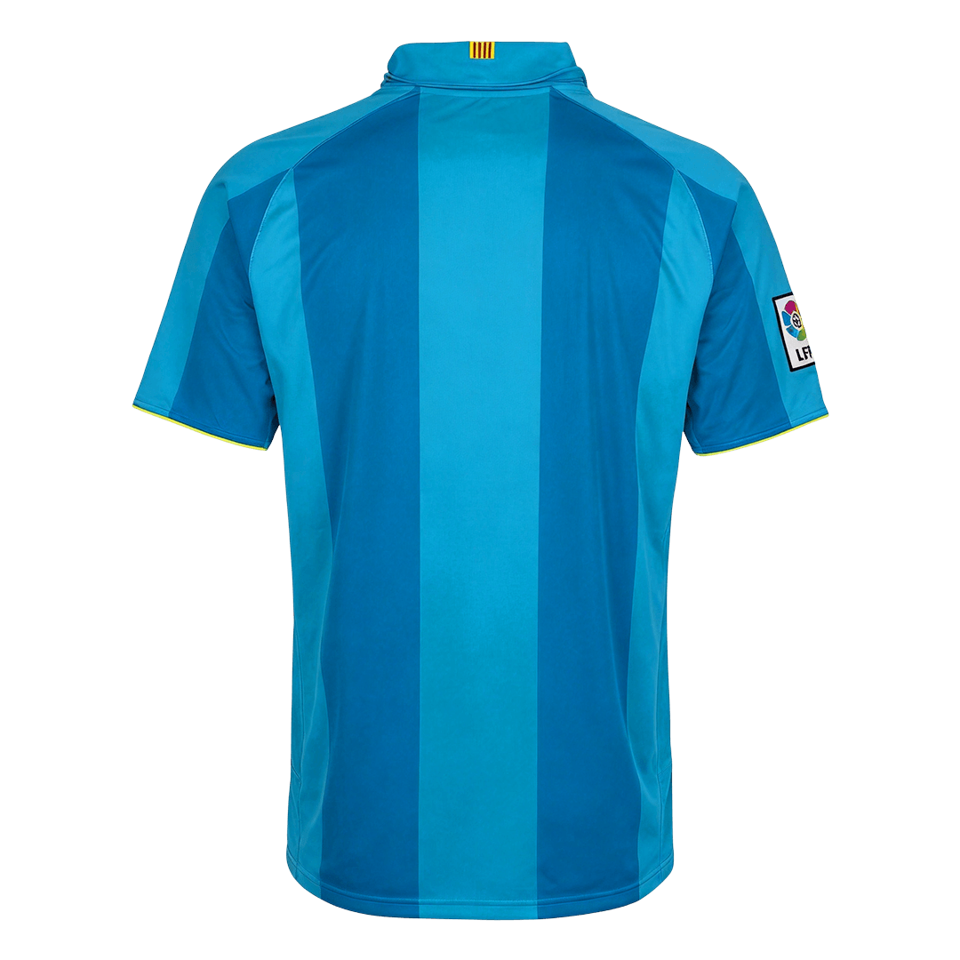 Men Retro Fan Version 07/08 Barcelona Away Soccer Jersey Short Sleeve Blue