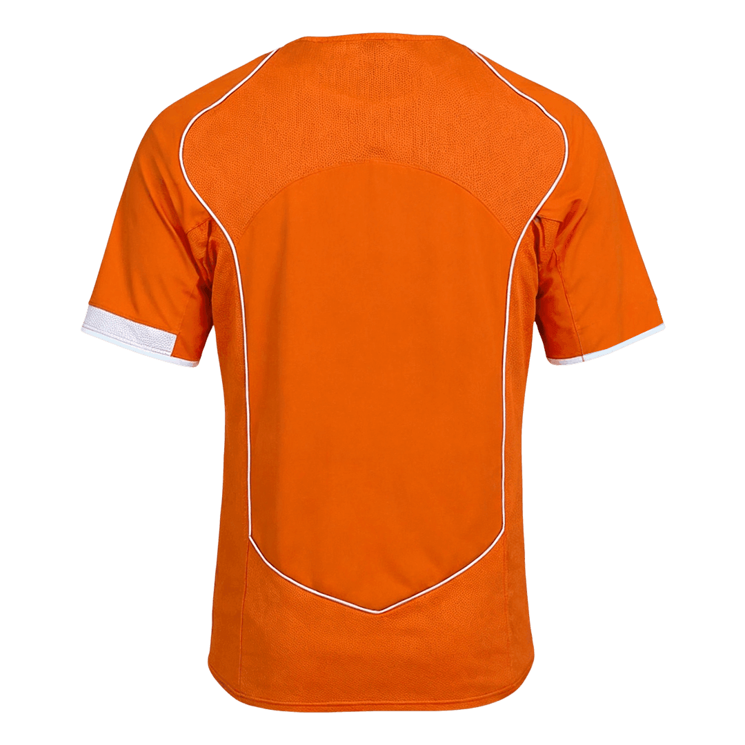 Men Retro Fan Version 2004 Netherlands Home Soccer Jersey Short Sleeve Orange