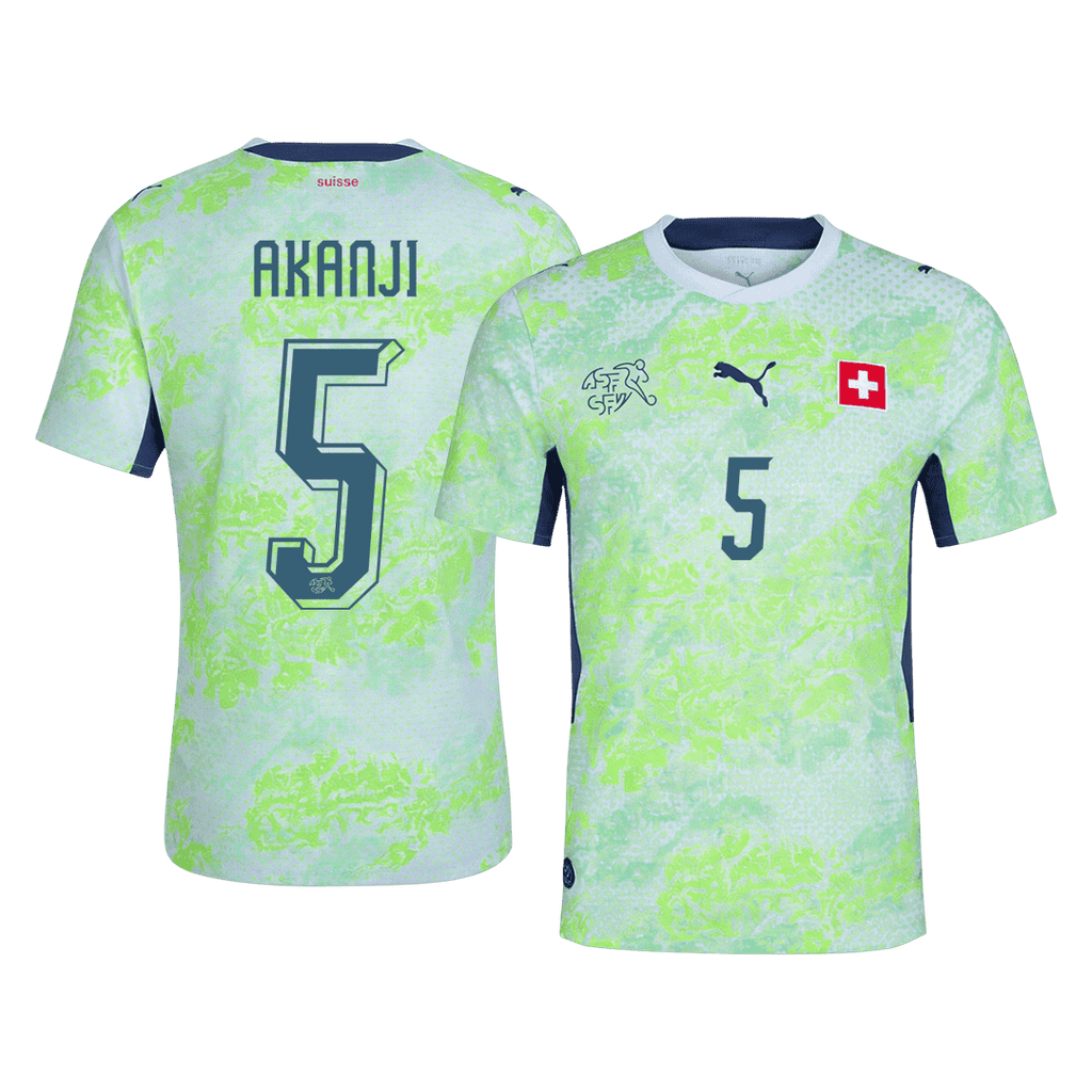 AKANJI #5 Player Version Switzerland Away Soccer Jersey World Cup 2026 Green