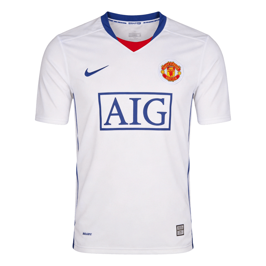 Men Retro Fan Version 08/09 Manchester United Away Soccer Jersey White