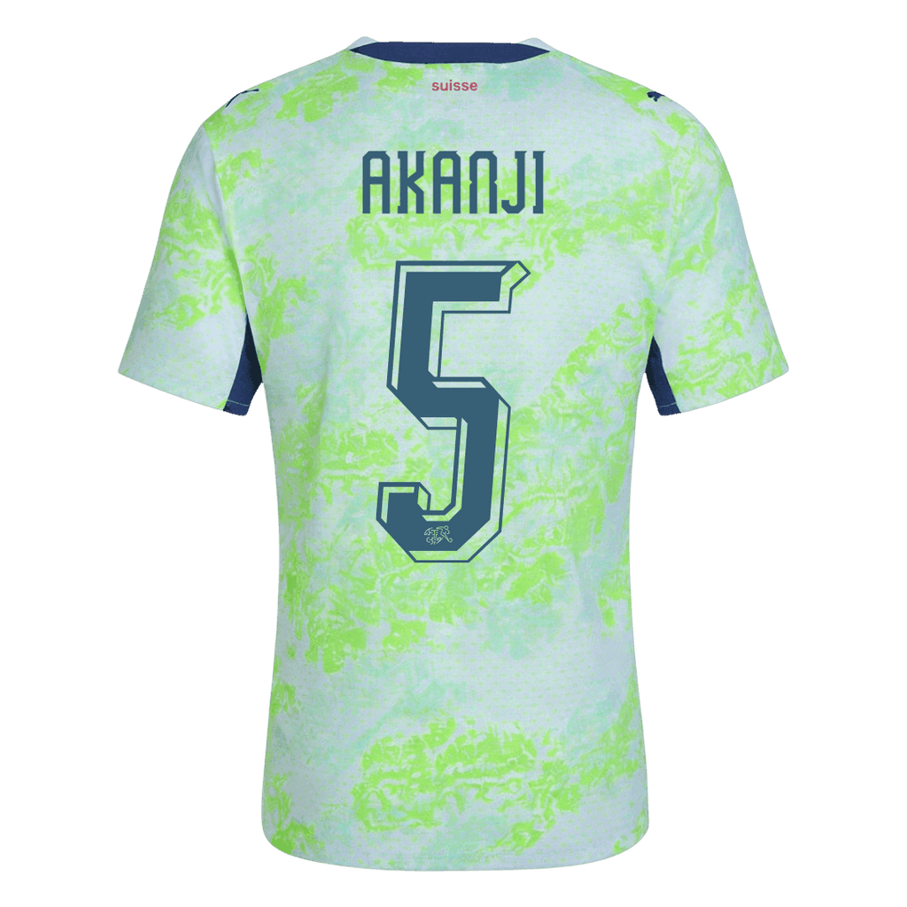 AKANJI #5 Player Version Switzerland Away Soccer Jersey World Cup 2026 Green