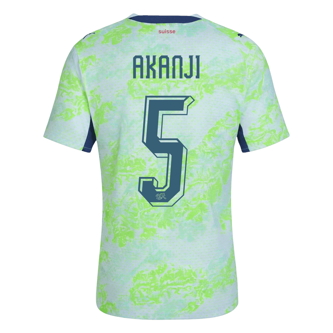 AKANJI #5 Player Version Switzerland Away Soccer Jersey World Cup 2026 Green