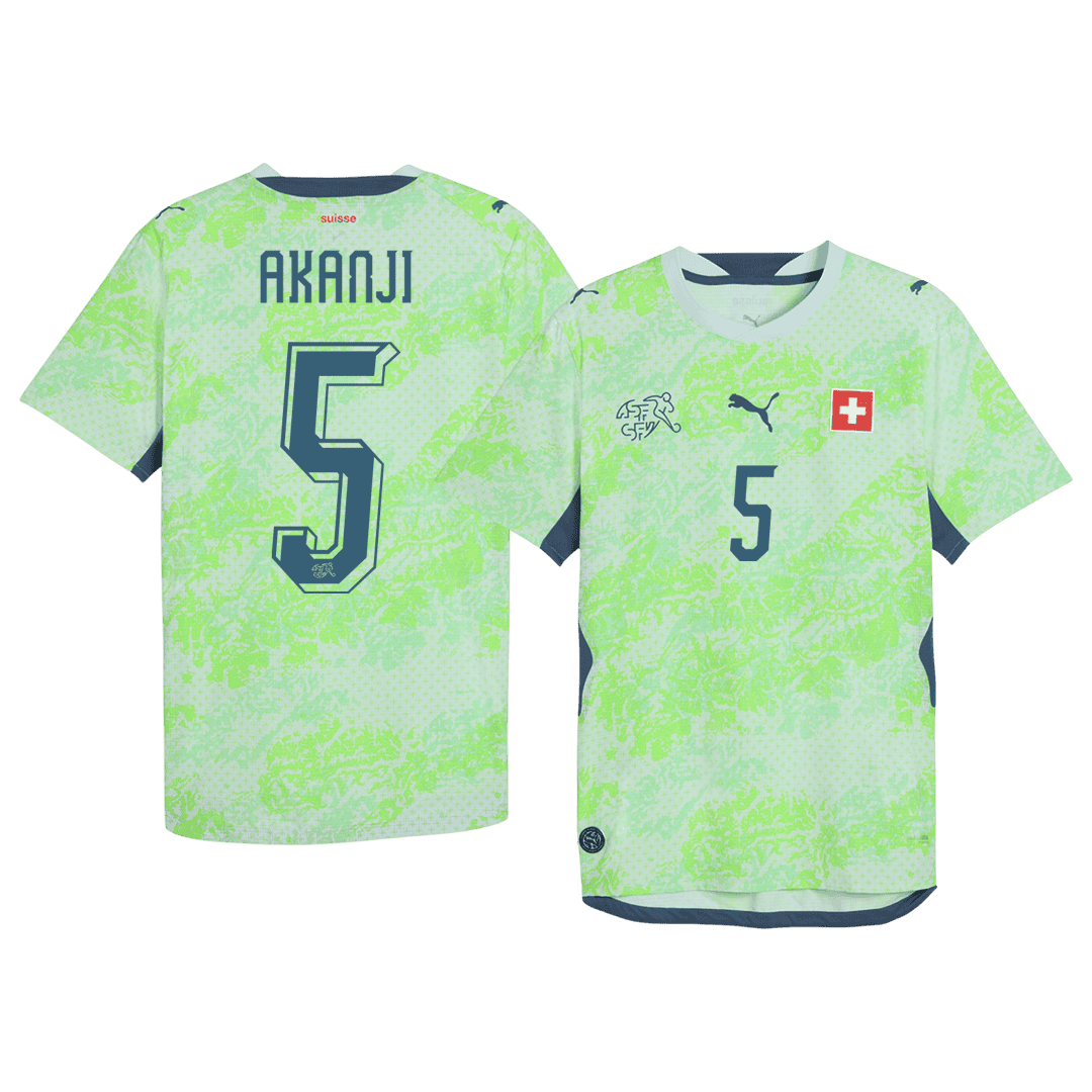 AKANJI #5 Switzerland Away Soccer Jersey World Cup 2026 Green