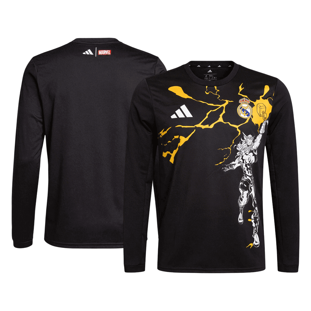 Real Madrid X Marvel Long Sleeve Soccer Jersey 25/26 Black