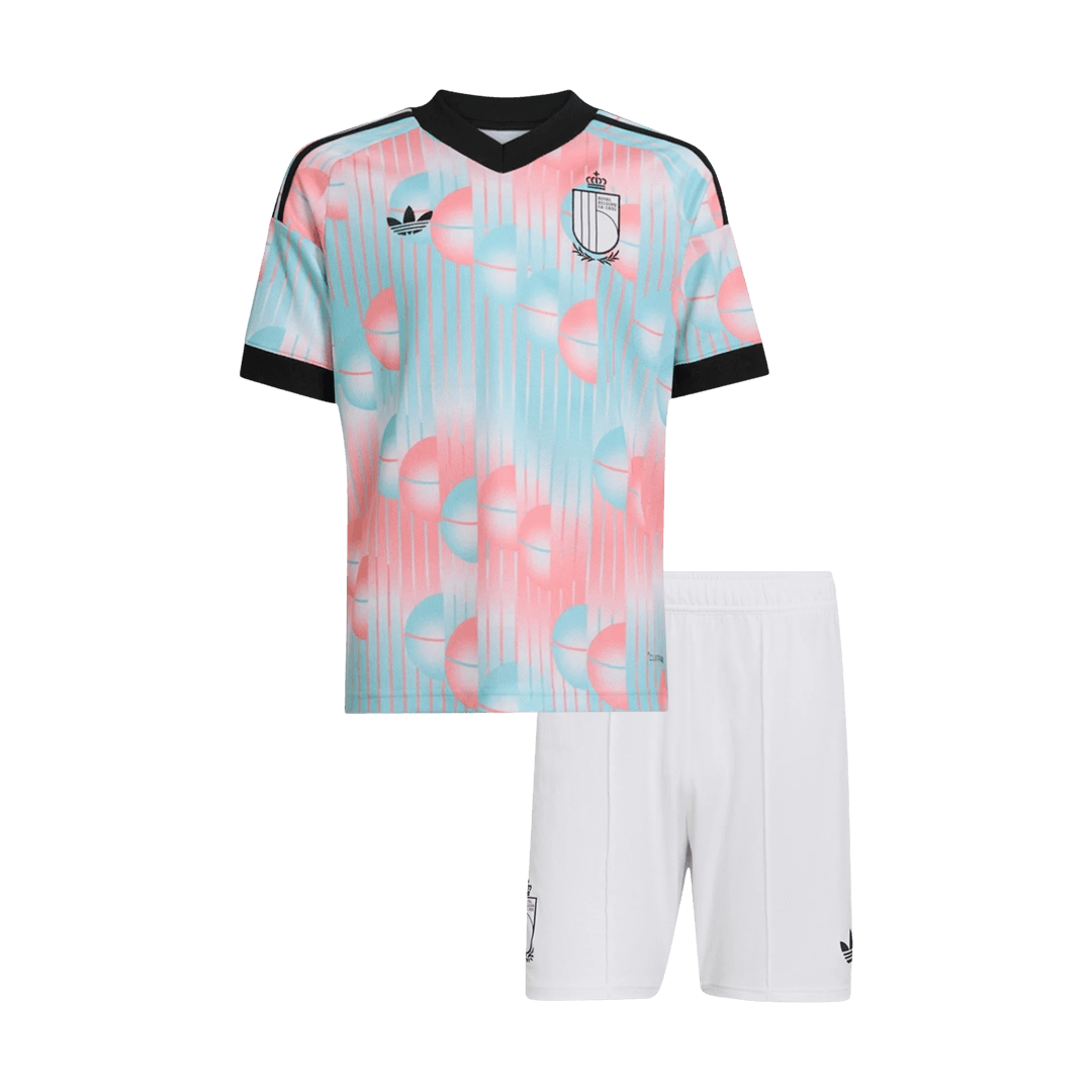 Kid's Belgium Away Soccer Jersey Kit(Jersey+Shorts) World Cup 2026 Blue&Pink